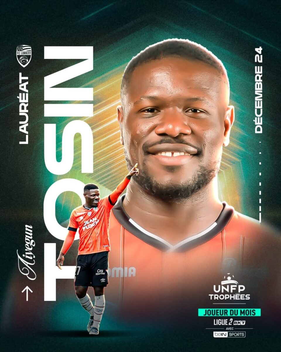 Tosin Aiyegun élu "Joueur du mois de décembre" en Ligue 2 BKT de France par l'Unfp